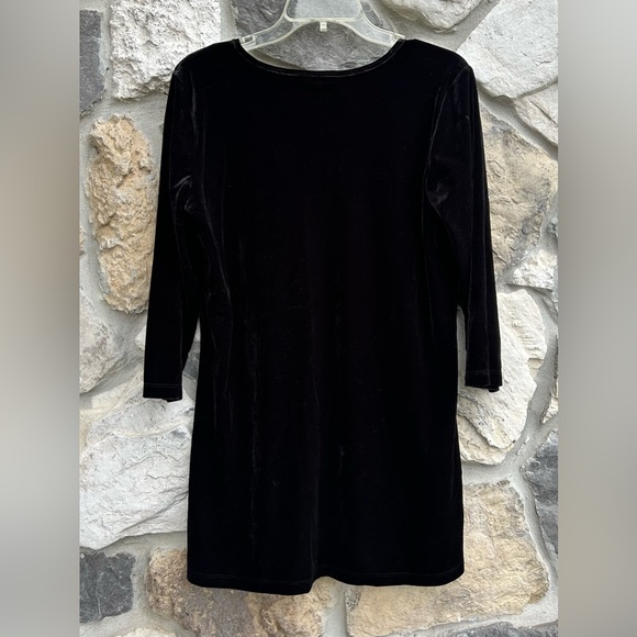 Susan Graver Black Velvet Tunic Top Size S Elevated Basic Career Wear Date Night - Picture 2 of 5